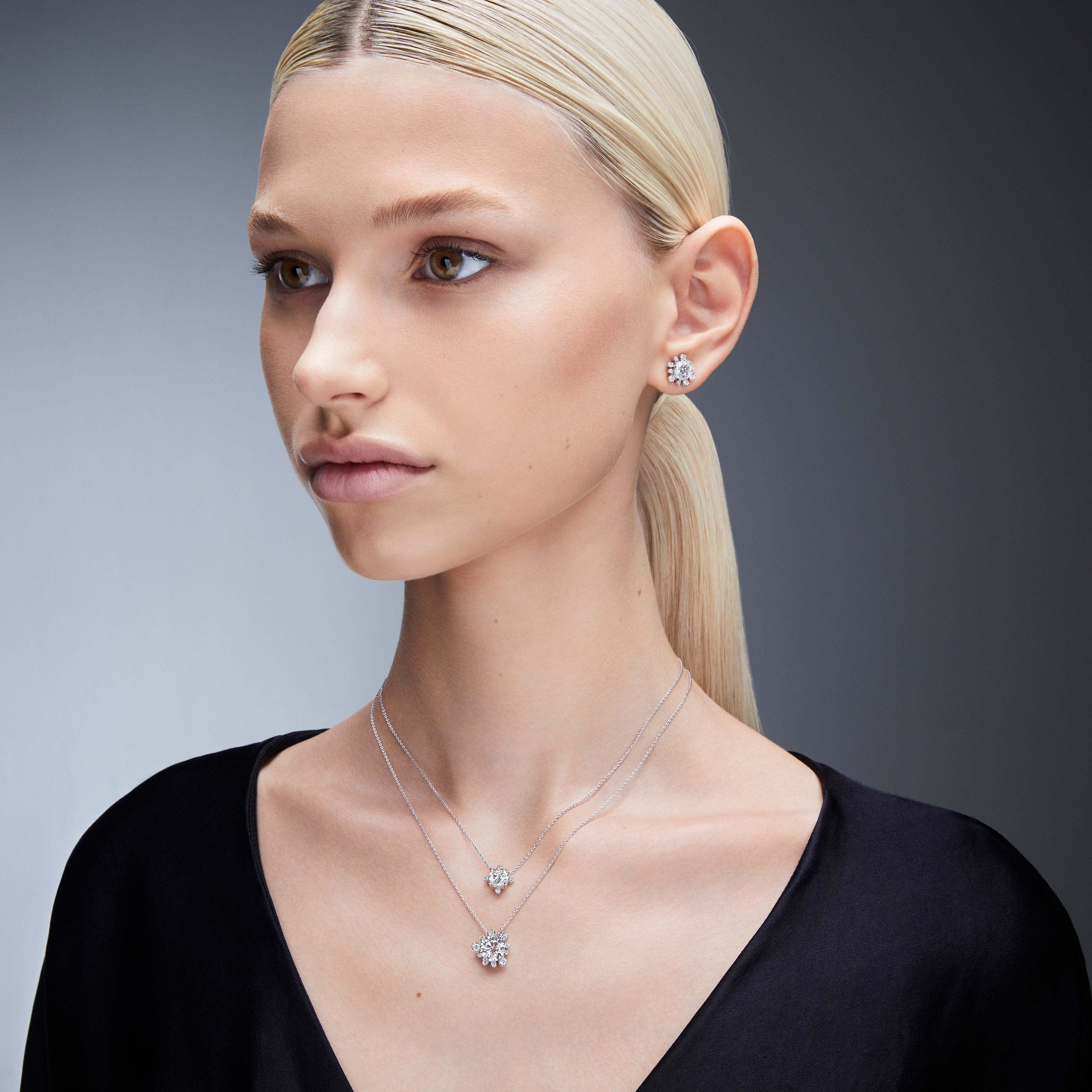 swarovski galaxy pendant  laboratory grown diamonds 2 ct tw  18k white gold