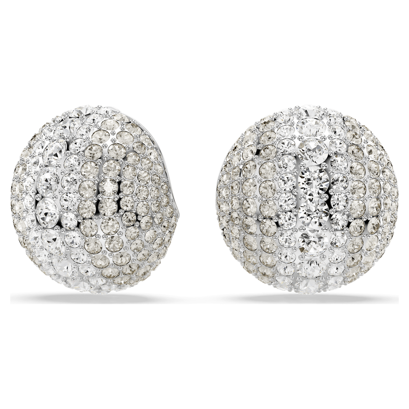 swarovski sublima clip earrings  white  rhodium plated