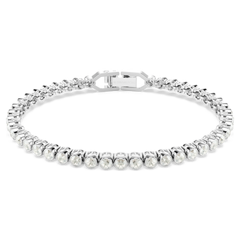 swarovski imber emily tennis bracelet  round cut  grey  rhodium plated