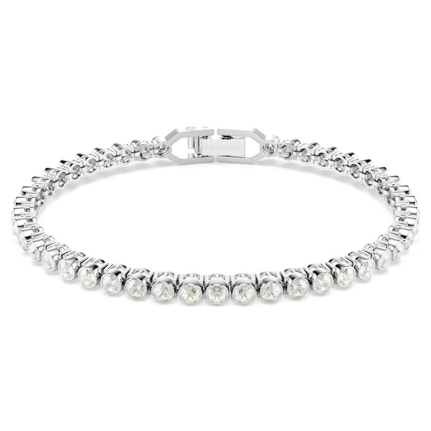 swarovski imber emily tennis bracelet  round cut  grey  rhodium plated