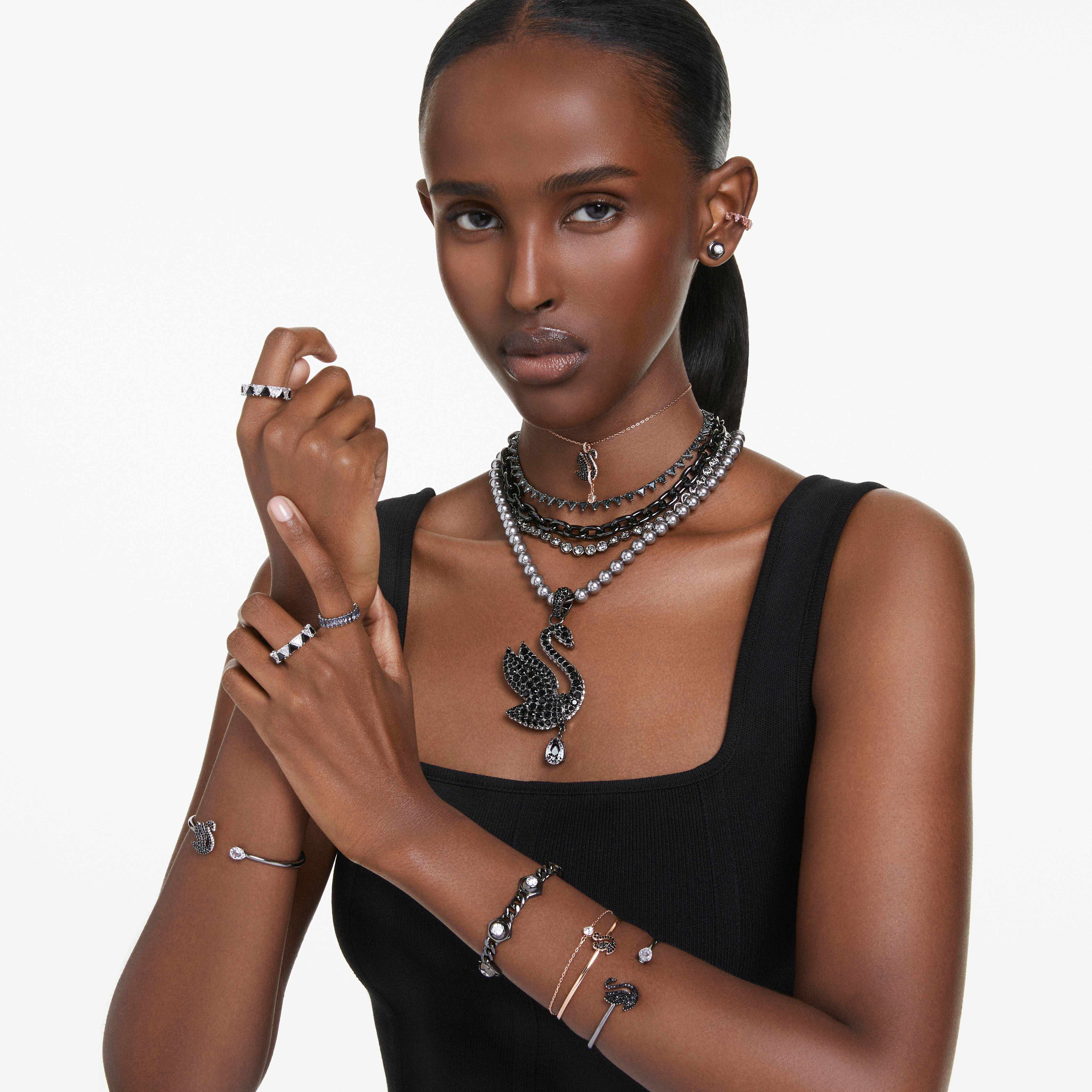 swarovski numina bracelet  round cut  white  ruthenium plated