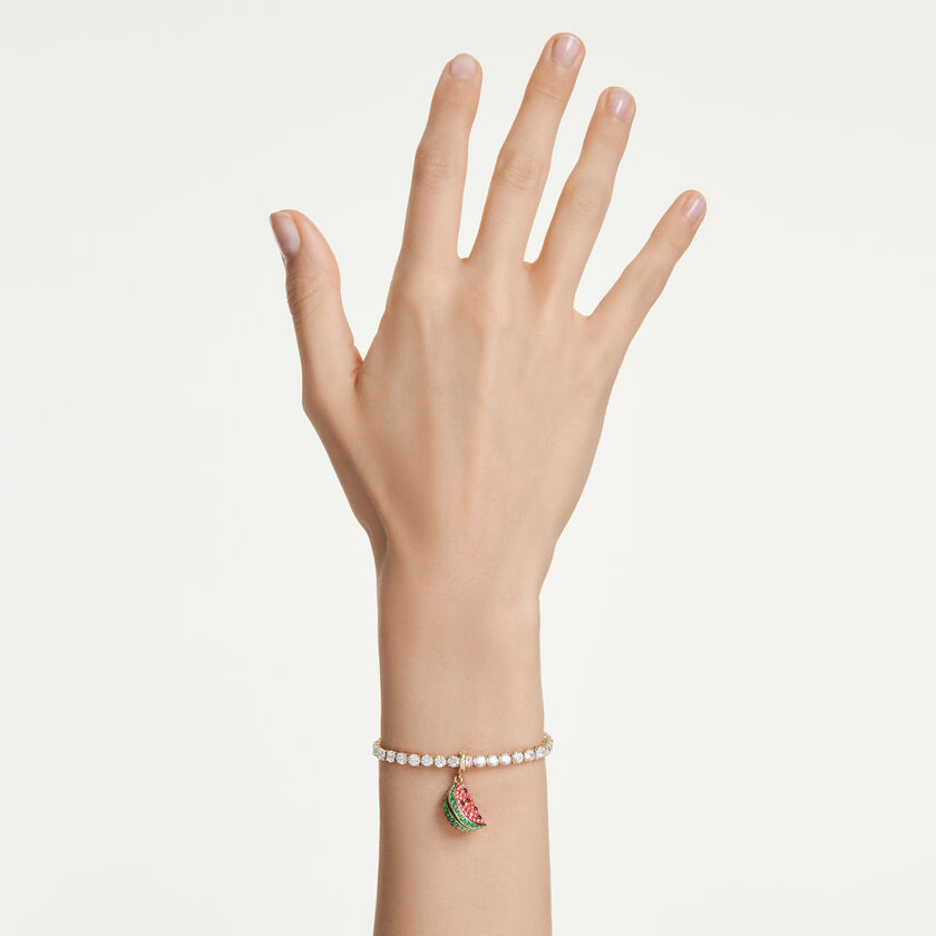 swarovski idyllia charm  mixed cuts  watermelon  multicolored  gold tone plated