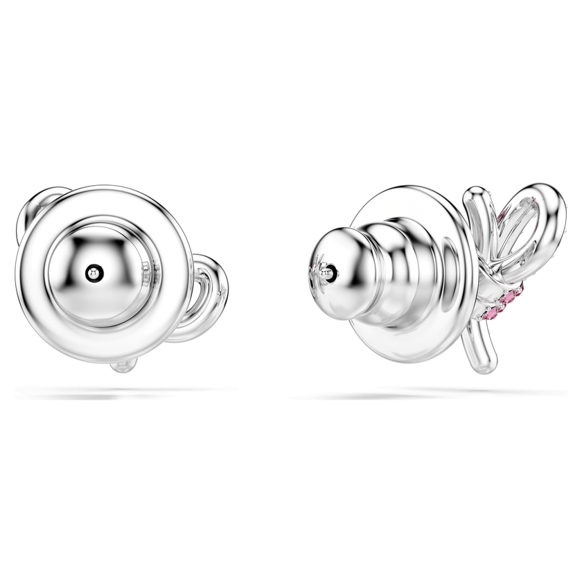 swarovski lifelong bow stud earrings  bow  pink  rhodium plated