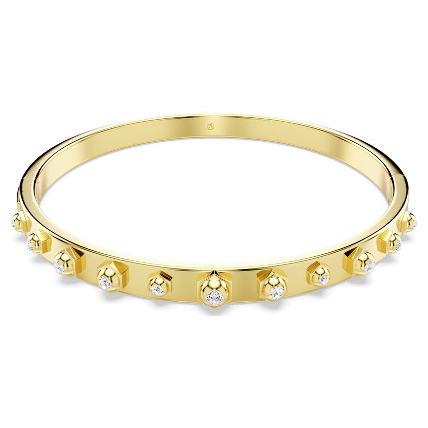 Buy Swarovski Numina bangle, Mixed round cuts, White, Gold-tone plated