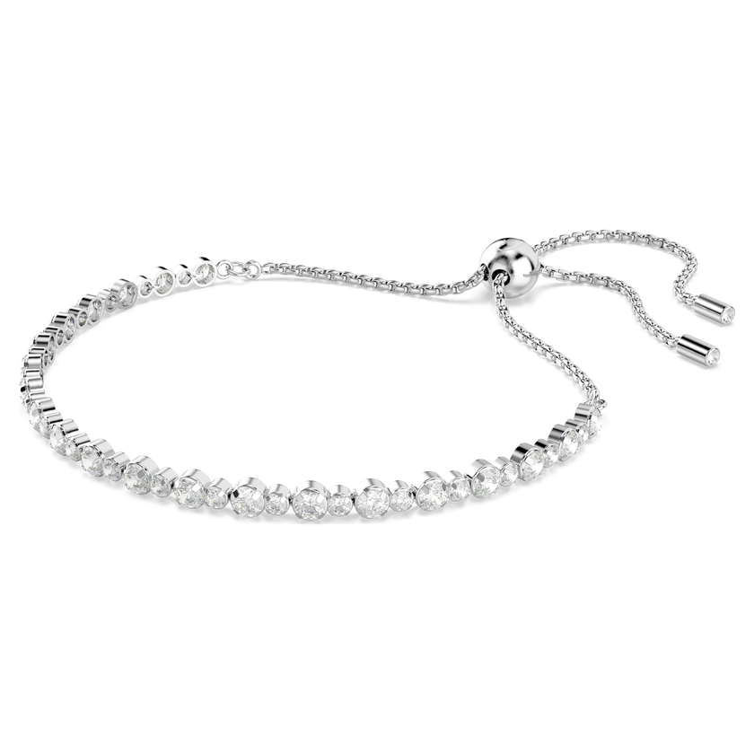 swarovski matrix tennis bracelet  mixed round cuts  white  rhodium plated