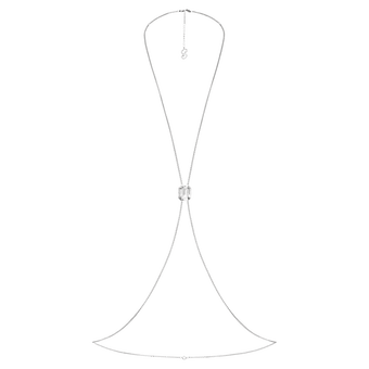 swarovski x skims body chain  octagon cut  box chain  x shape  white  stainless steel