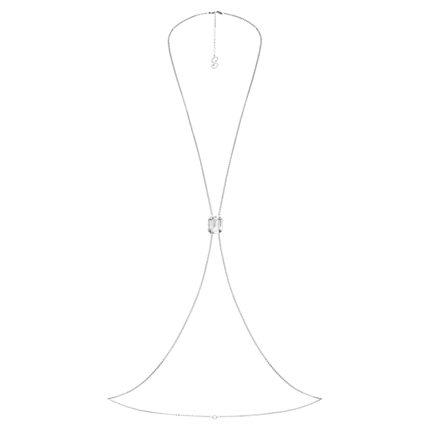 swarovski x skims body chain  octagon cut  box chain  x shape  white  stainless steel