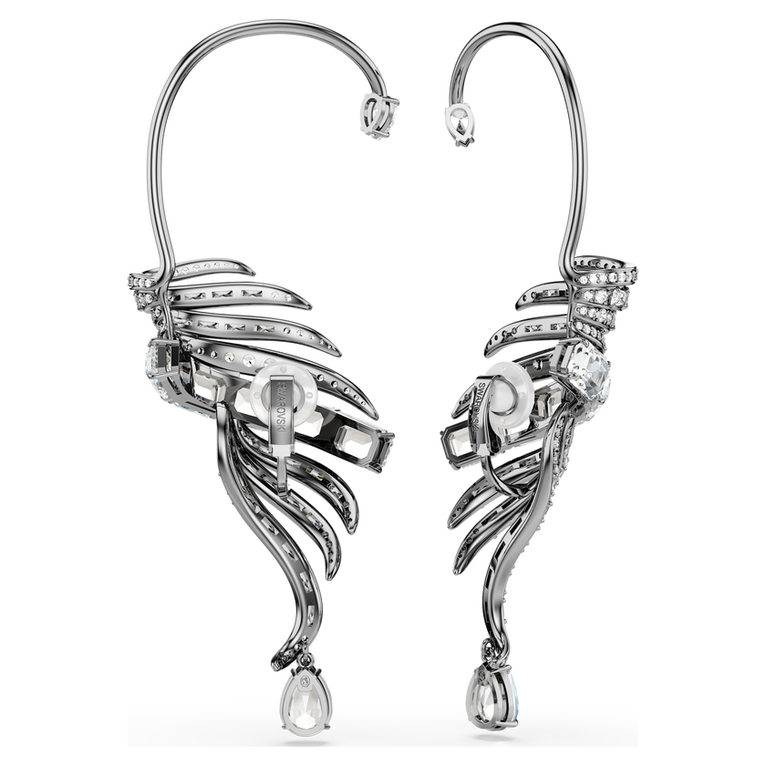 swarovski the vienna collection ear cuffs  feather  large  white  ruthenium plated