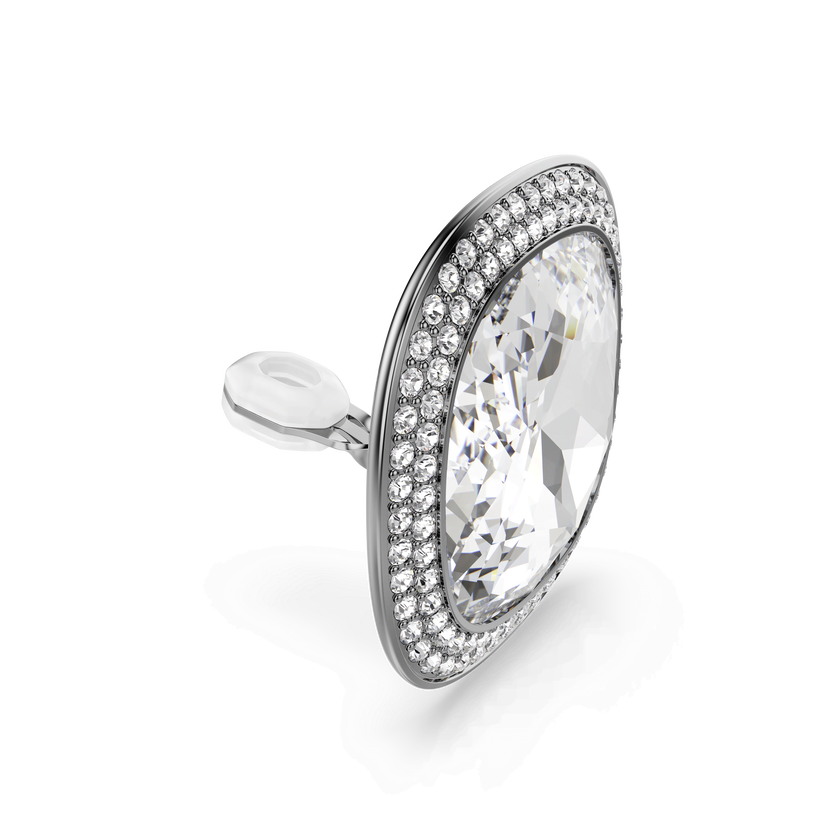 swarovski una angelic clip earrings  cushion cut  white  ruthenium plated