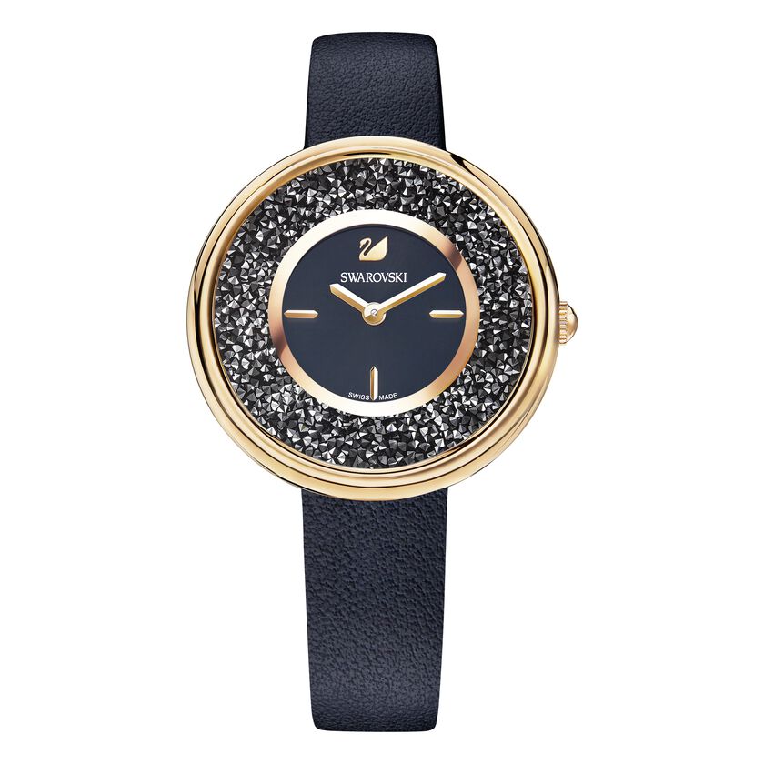 Crystalline Pure Watch, Black, Rose Gold Tone