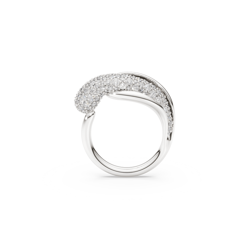 swarovski classica cocktail ring  round cut  white  sterling silver