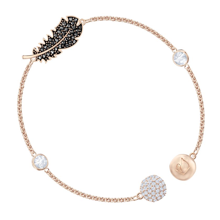 Swarovski Remix Collection Feather Strand, Black, Rose-gold tone plated