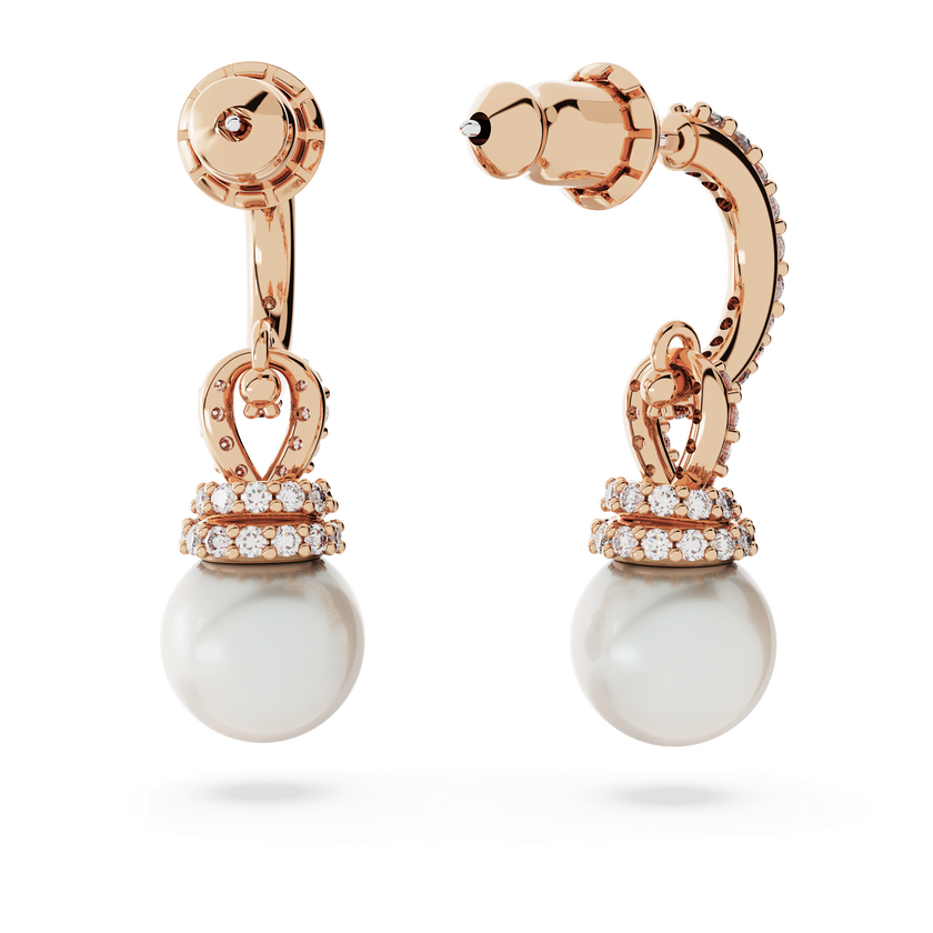 swarovski originally drop earrings  white  rose gold tone plated