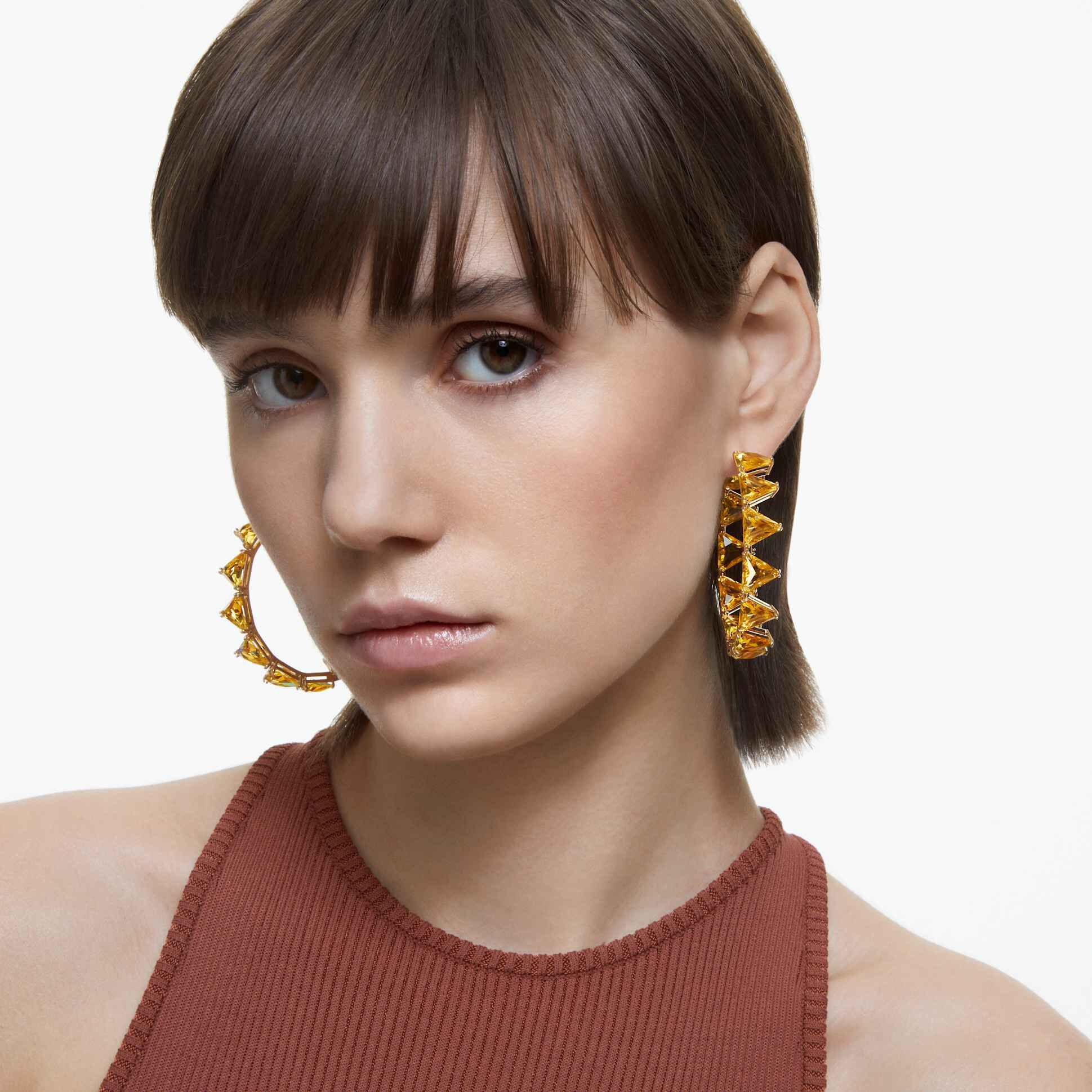 Swarovski clearance gold hoops