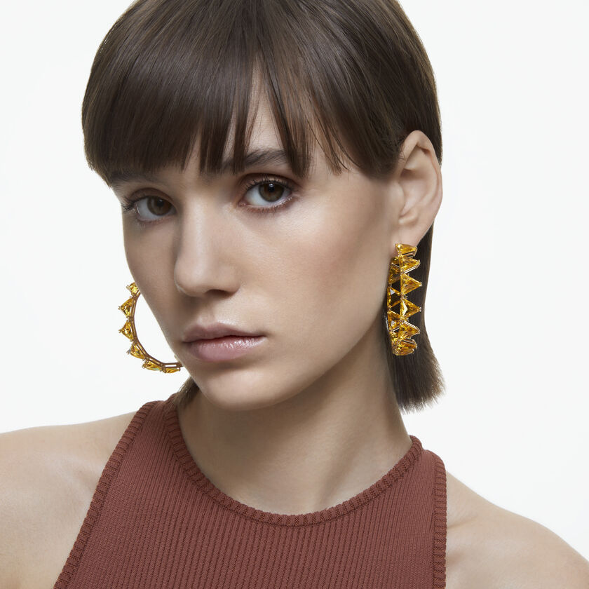 Millenia hoop earrings, Yellow, Gold-tone plated