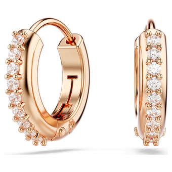 swarovski matrix hoop earrings round cut white rose gold tone plated