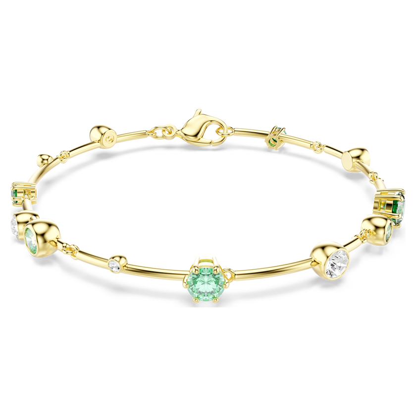 swarovski constella bracelet  mixed cuts  green  gold tone plated