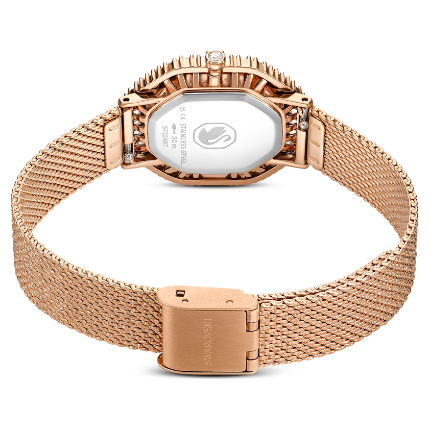 swarovski matrix octagon watch  metal bracelet  rose gold tone  rose gold tone finish