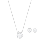 Bella V Set, White, Rhodium plated