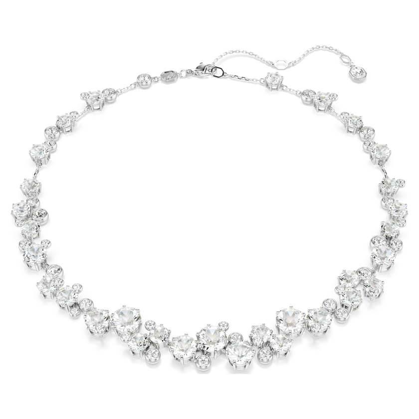 swarovski constella necklace  round cut  white  rhodium plated