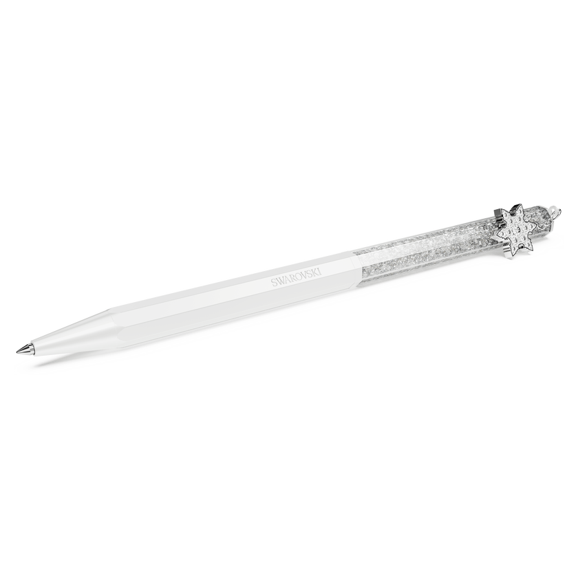 swarovski crystalline ballpoint pen  octagon shape  snowflake  white  white lacquered