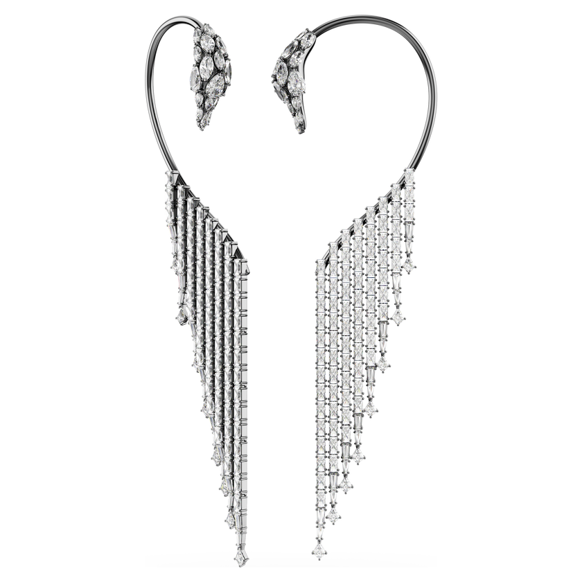 swarovski the vienna collection ear cuffs  swan  white  ruthenium plated