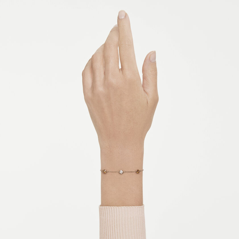 swarovski imber bracelet  round cut  multicolored  18k rose gold finish