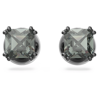 swarovski millenia stud earrings  black  ruthenium plated