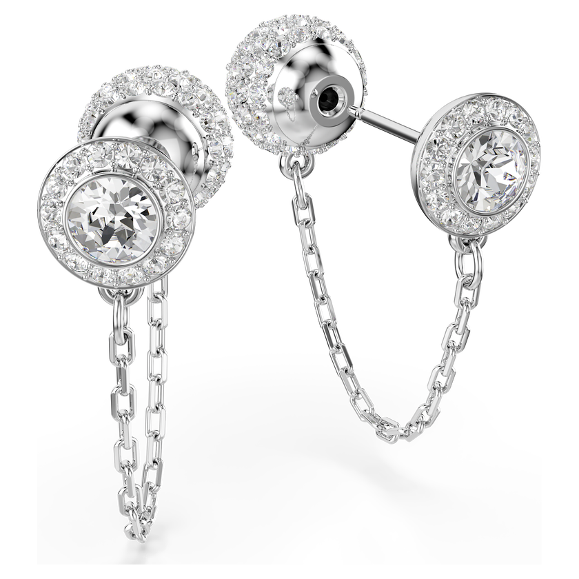 swarovski una angelic drop earrings  round cut  white  rhodium plated