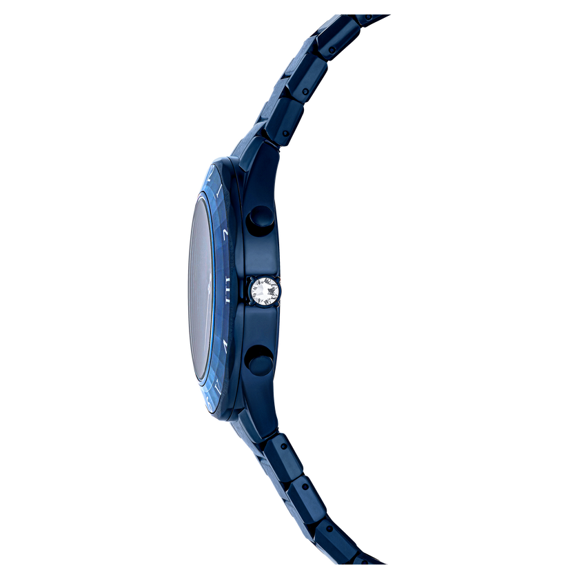 swarovski dextera chrono watch  39mm  swiss made  metal bracelet  blue  blue finish