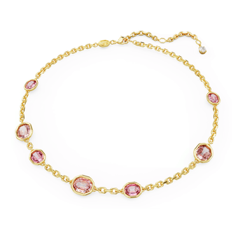 swarovski imber necklace  octagon cut  pink  gold tone plated