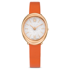 swarovski imber watch swiss made leather strap orange rose gold tone finish
