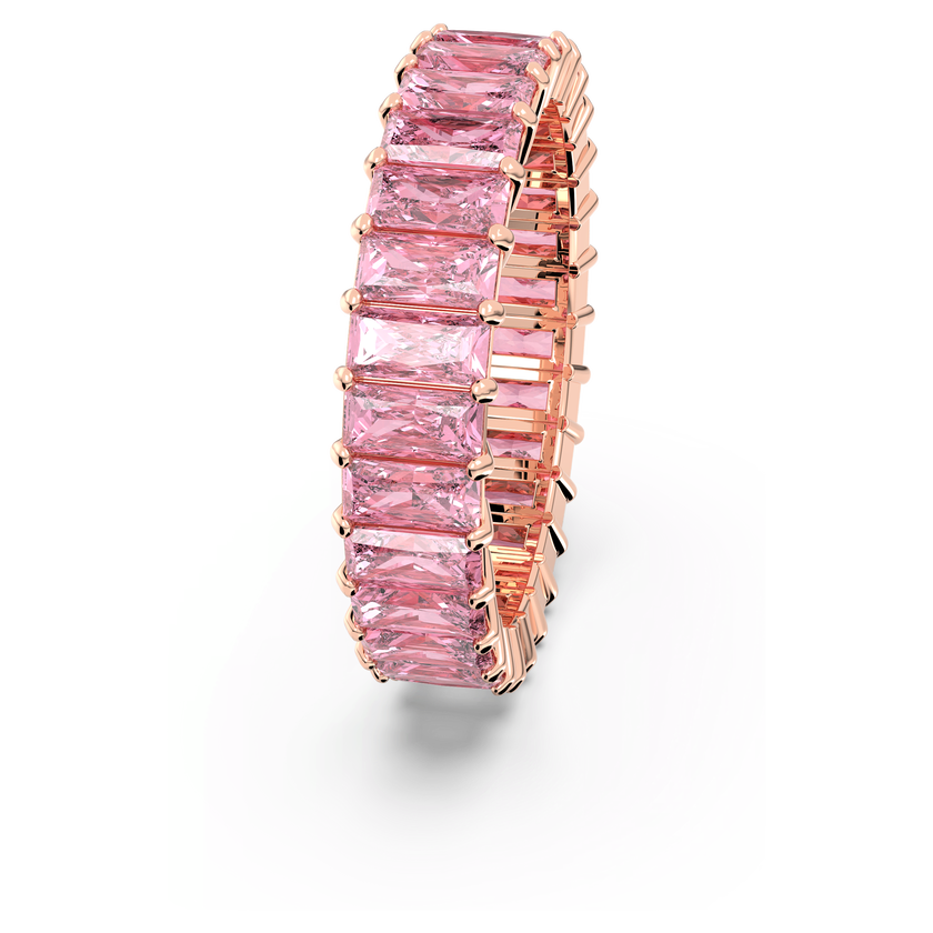 swarovski matrix ring  baguette cut  pink  18k rose gold finish