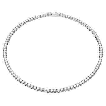 swarovski matrix tennis necklace round cut white rhodium plated