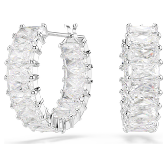 swarovski matrix hoop earrings baguette cut white rhodium plated