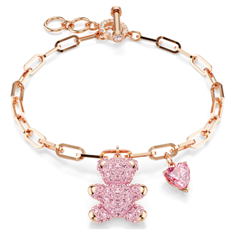 swarovski teddy bracelet pink rose gold tone plated