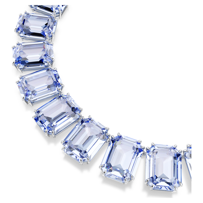 swarovski millenia tennis necklace  octagon cut  blue  rhodium plated