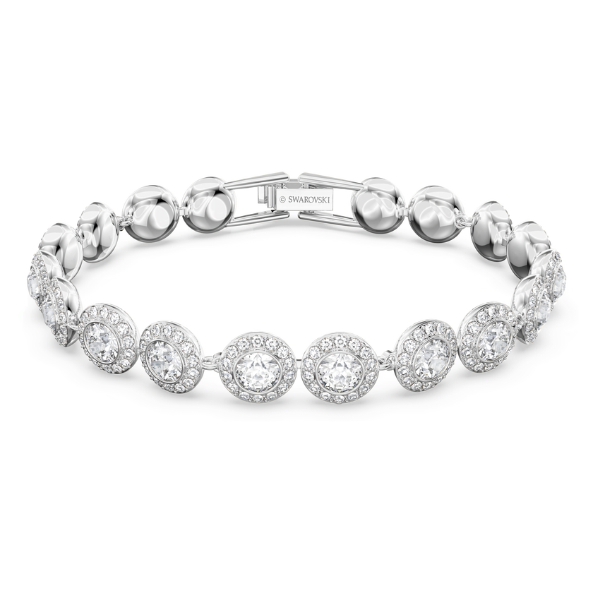 swarovski una angelic set  round cut  white  rhodium plated