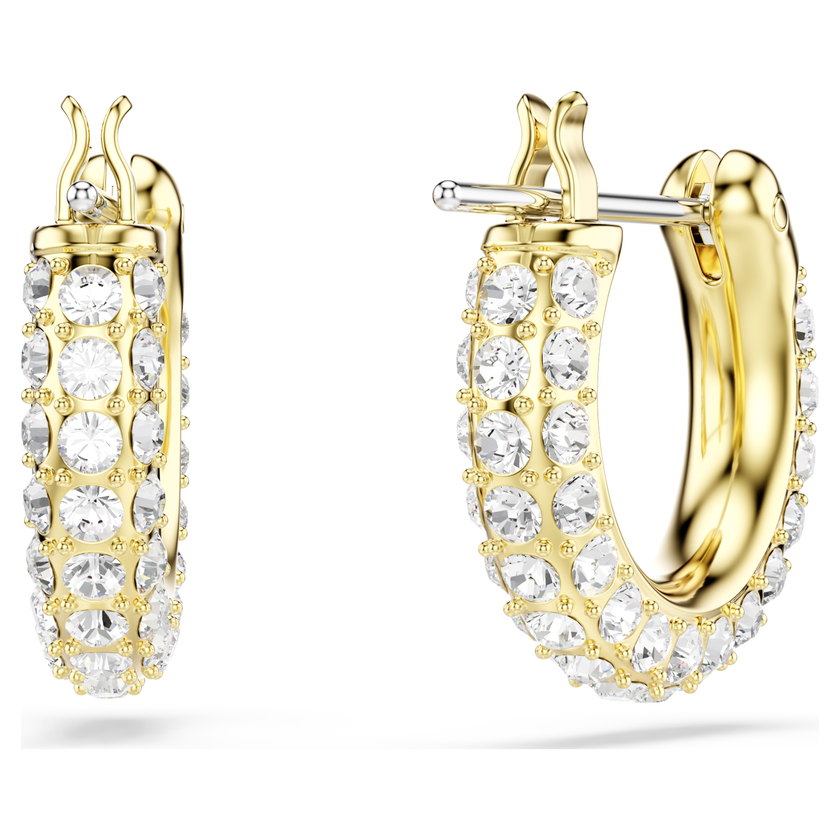 swarovski dextera hoop earrings  pav   mini  white  18k gold finish