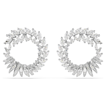 swarovski mesmera hoop earrings  marquise cut  white  rhodium plated