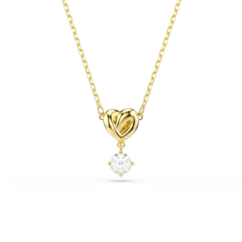 swarovski lifelong pendant  round cut  heart  white  18k gold finish