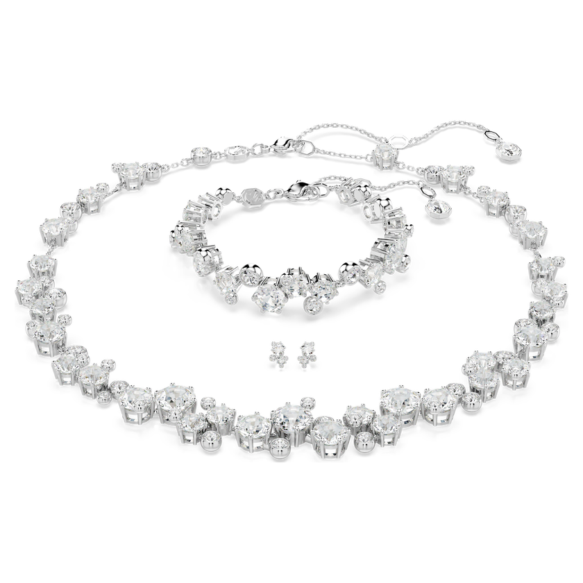 swarovski constella set  mixed cuts  white  rhodium plated