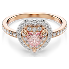 swarovski one motif ring  heart cut  pav   heart  pink  18k rose gold finish