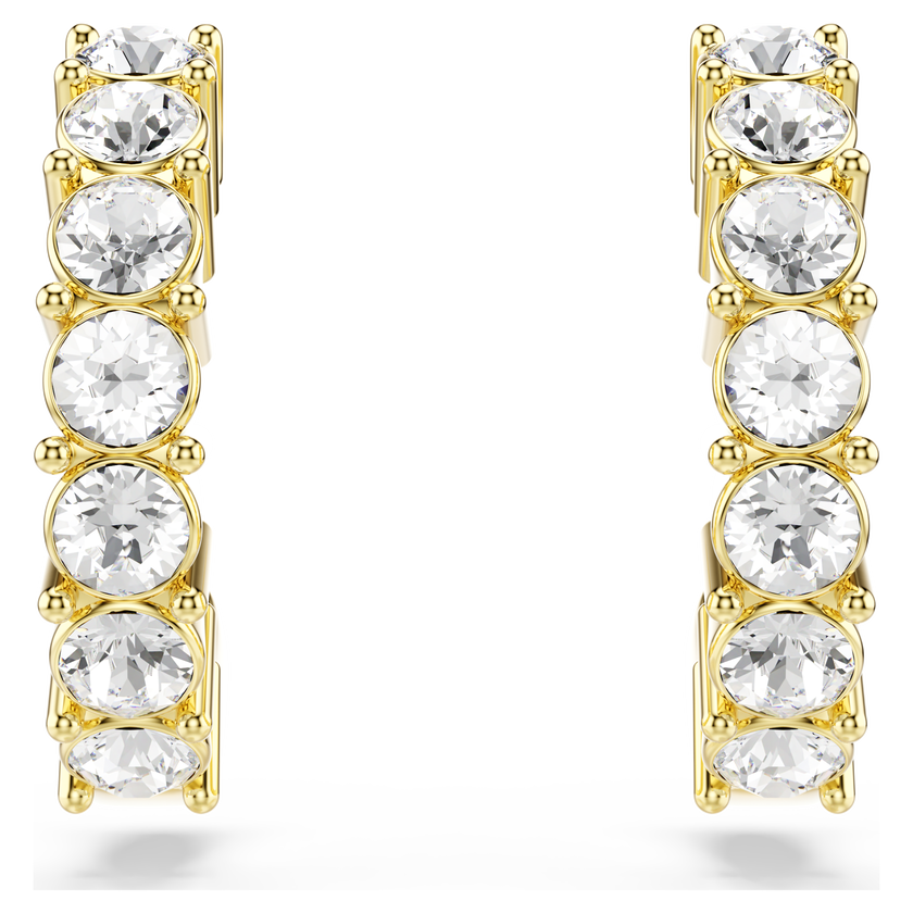 swarovski mini hoop earrings  round cut  white  18k gold finish
