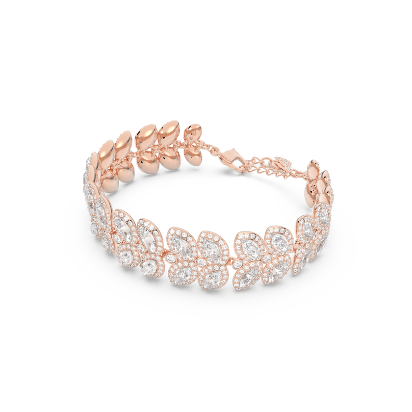 swarovski baron bracelet  leaf  white  rose gold tone plated
