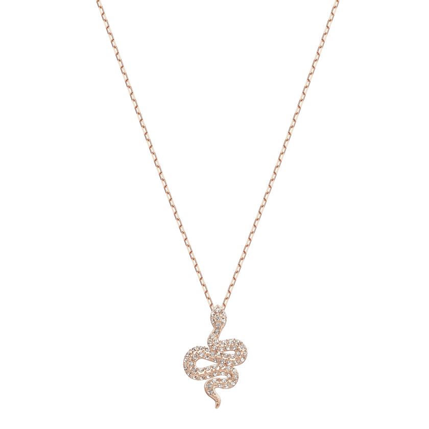 Leslie Pendant, Pink, Rose-gold tone plated