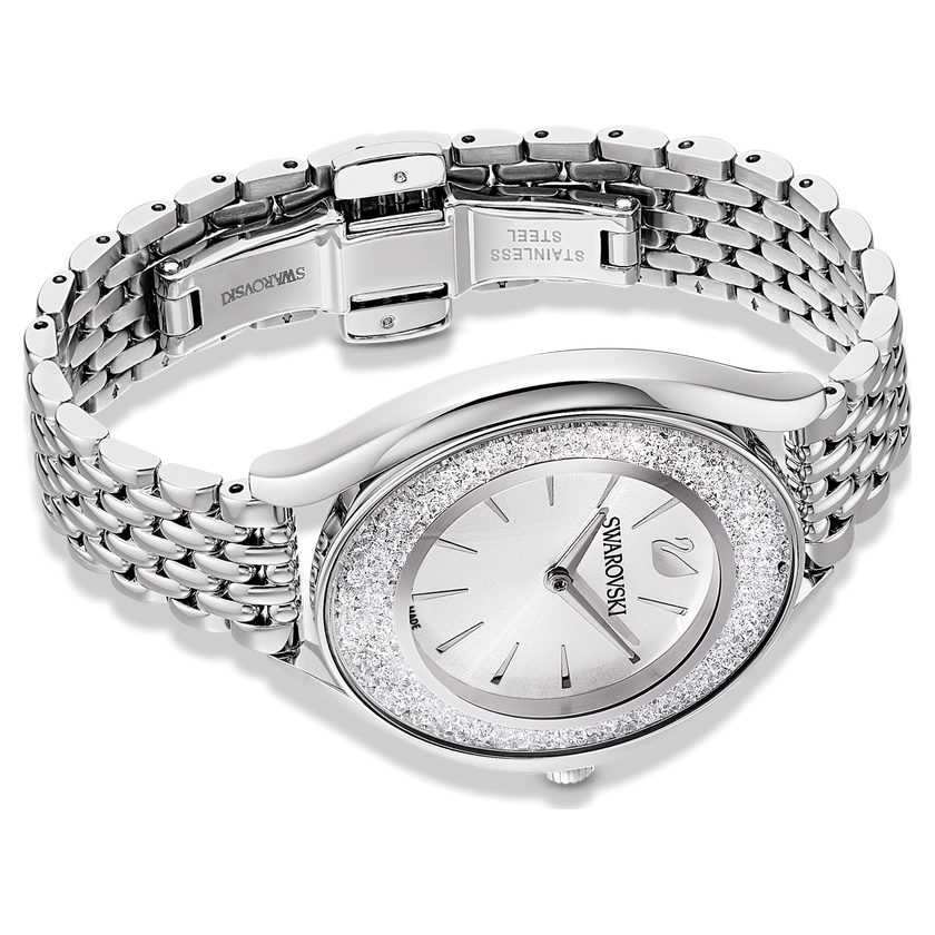 swarovski crystalline aura watch  swiss made  metal bracelet  silver tone  stainless steel