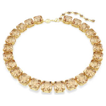 swarovski millenia tennis necklace octagon cut caramel gold tone plated