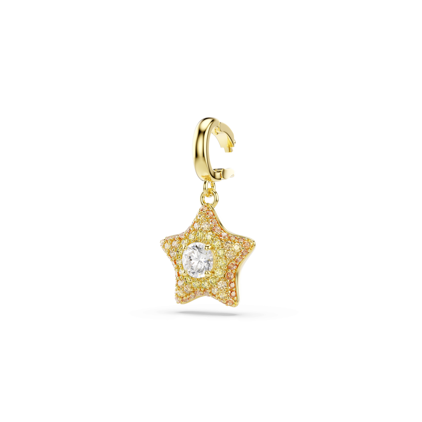 swarovski sublima charm  round cut  star  yellow  18k gold finish