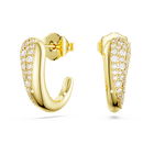 swarovski classica hoop earrings  round cut  white  sterling silver  18k gold finish